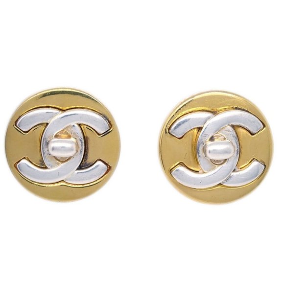 Chanel Gold Button Earrings Clip-On - Picture 1 of 4